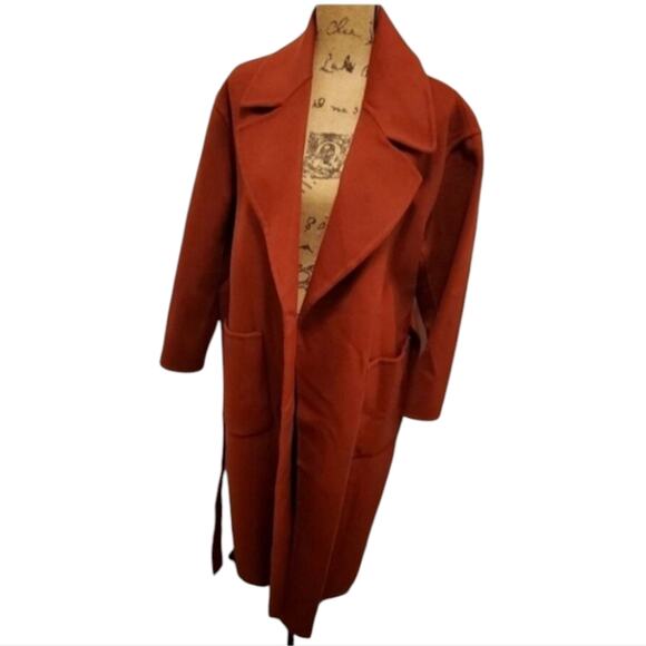 Michael Kors‎ Women's Orange Wool Blend Belted Wrap Coat Size M - Picture 2 of 8